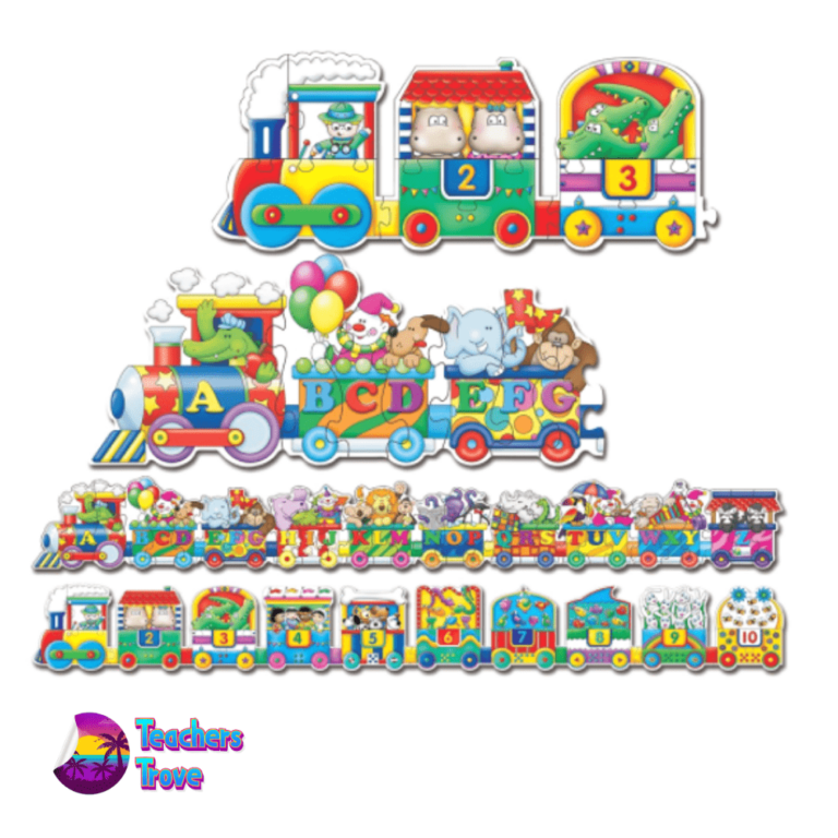 Second image of Giant ABC & 123 trains puzzle set