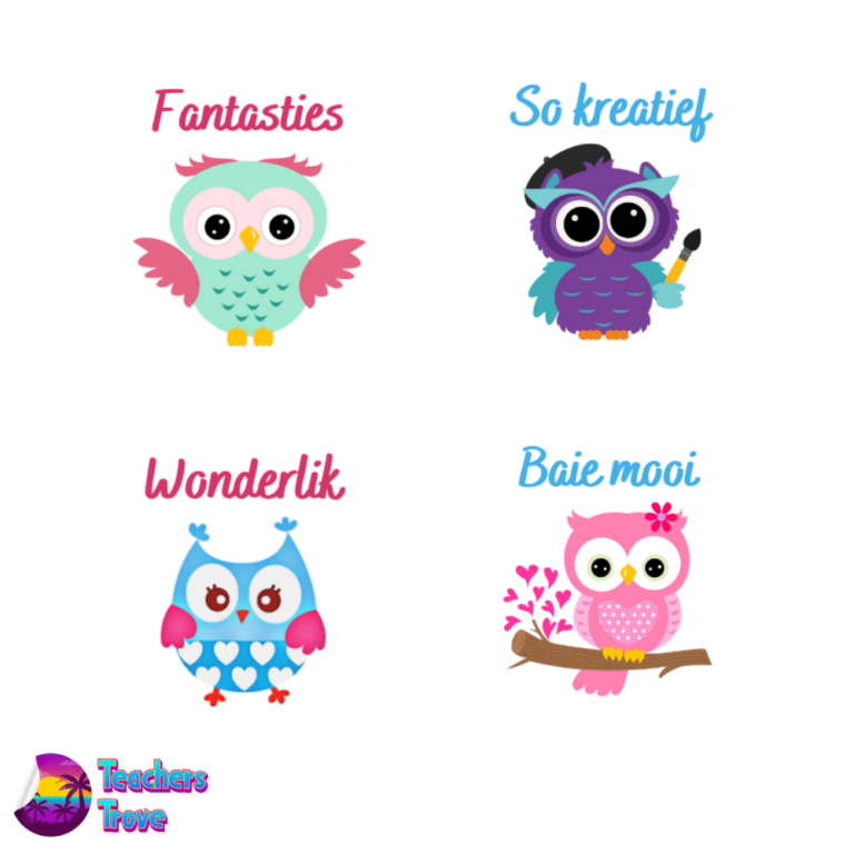 Large Owl Afrikaans Sticker Pack