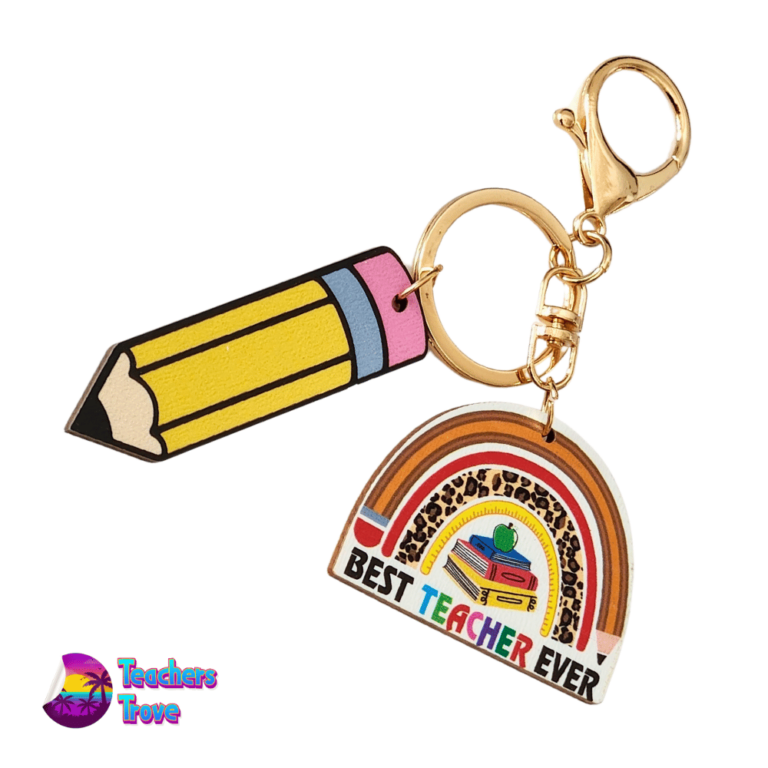 Rainbow Best Teacher Ever Keyring