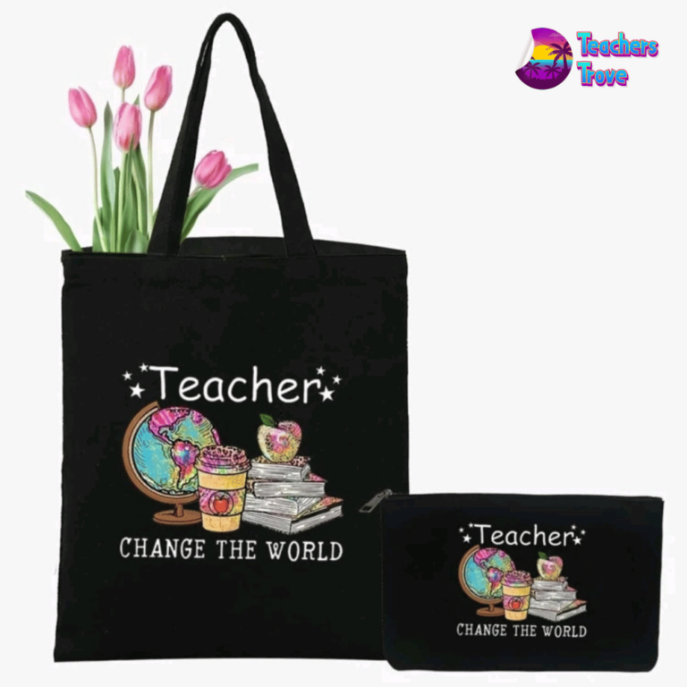 Teachers Change The World Tote Bag and Pencil Case Set - Black