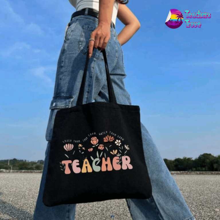 Second image of Floral Teacher Tote Bag and Pencil Case Set