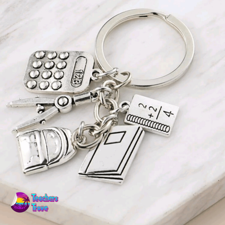 Second image of Mathematics Charm Stainless Steel Keyring with Charms
