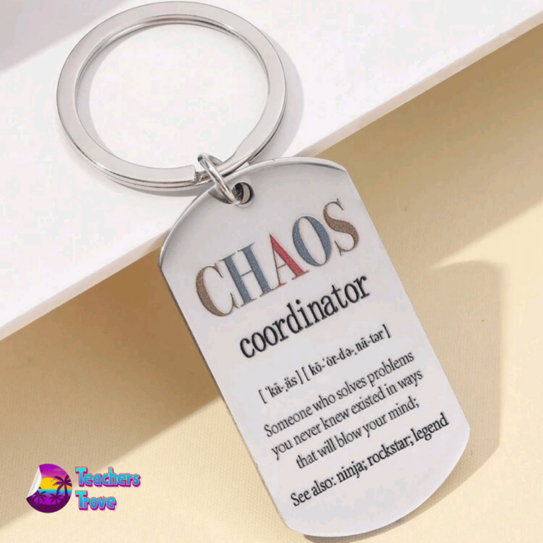 Second image of “Chaos Coordinator” Stainless Steel Keyring with Definition Tag