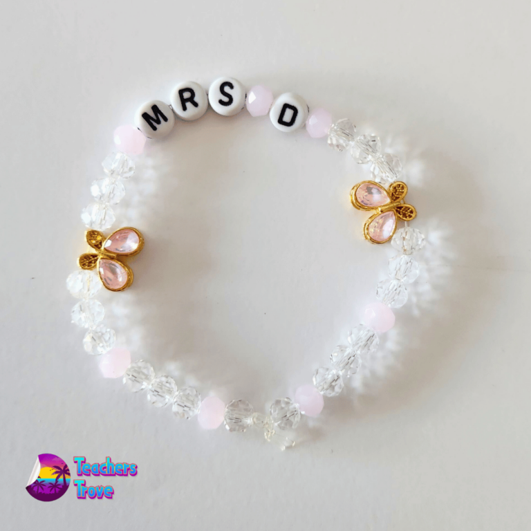 Pink and White Butterfly Custom Bracelet