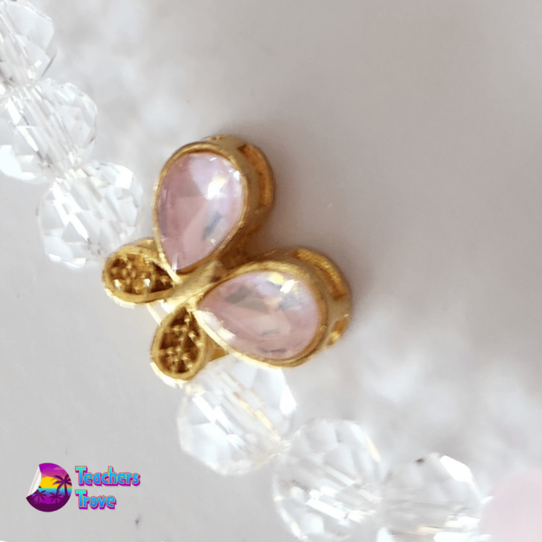 Second image of Pink and White Butterfly Custom Bracelet