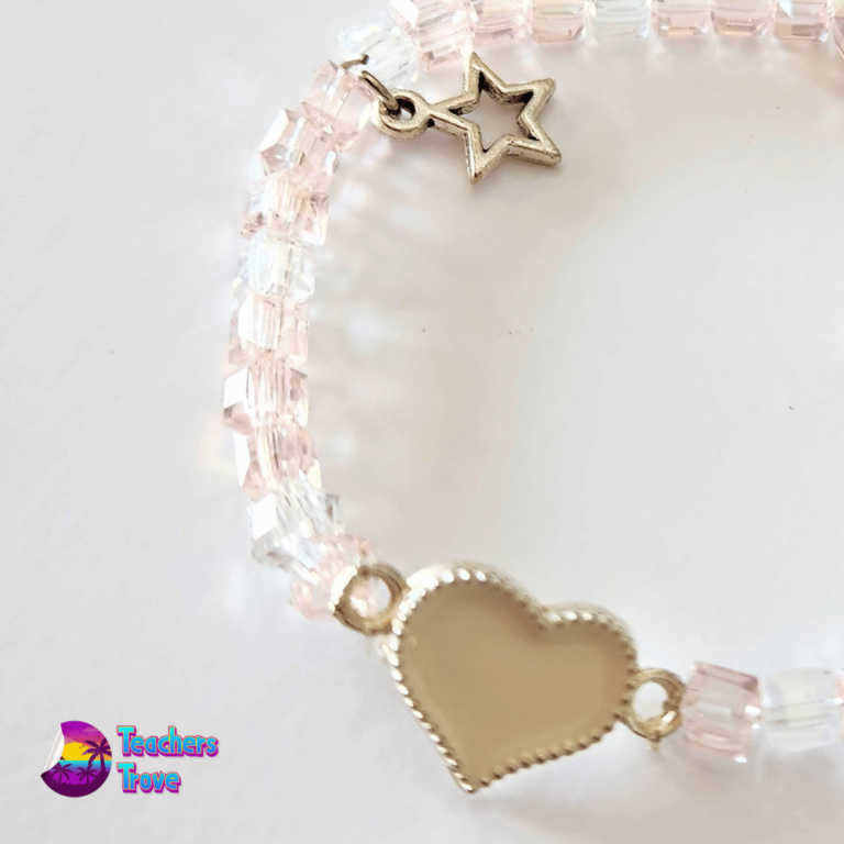 Second image of Pink and White Crystal Bead Custom Bracelet Set