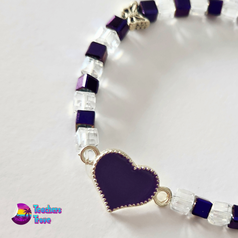 Second image of Purple and White Crystal Bead Custom Bracelet Set