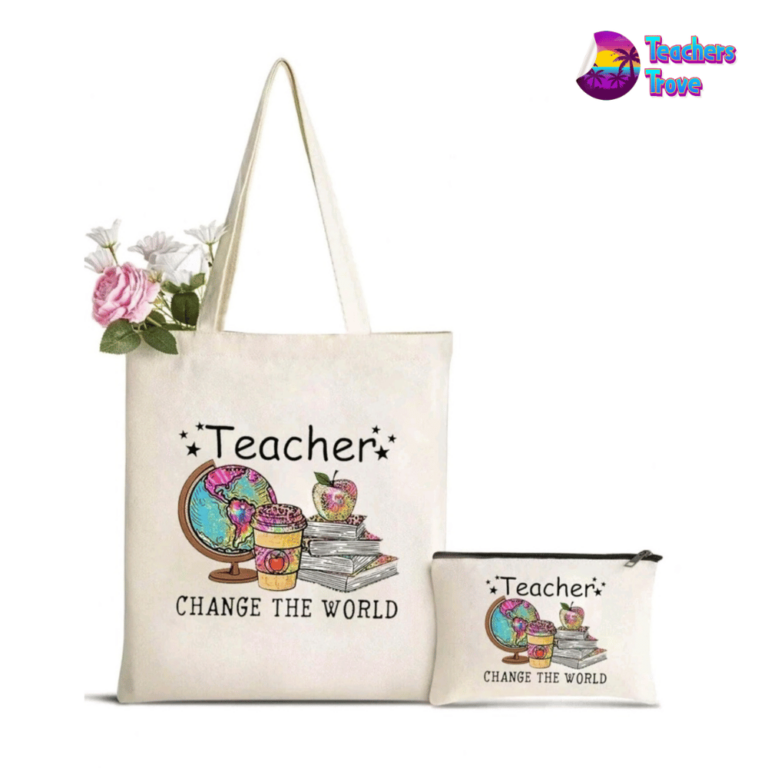 Teachers Change The World Tote Bag and Pencil Case Set - White