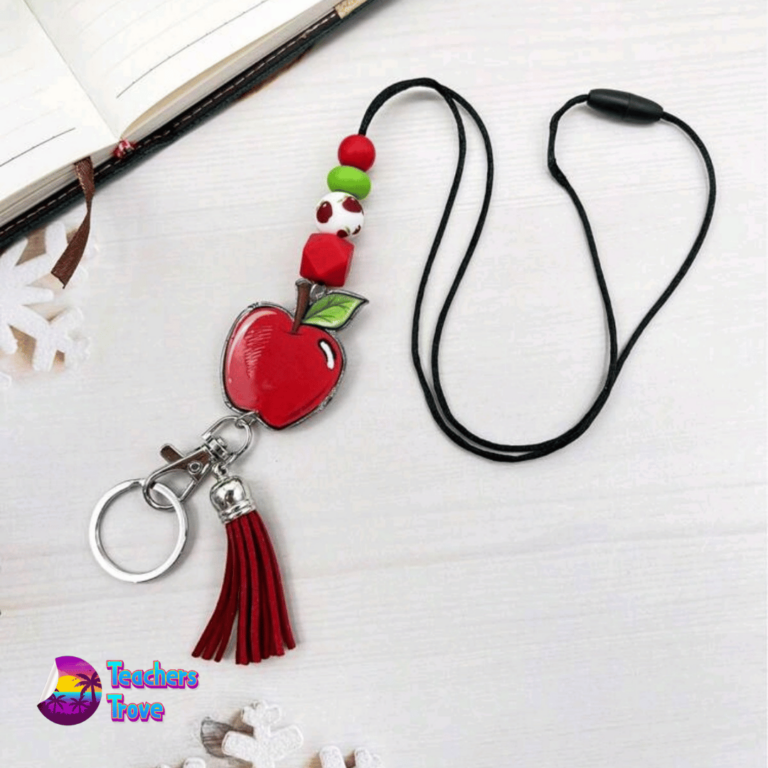 Second image of Vibrant Apple Silicone Beaded Teacher Lanyard