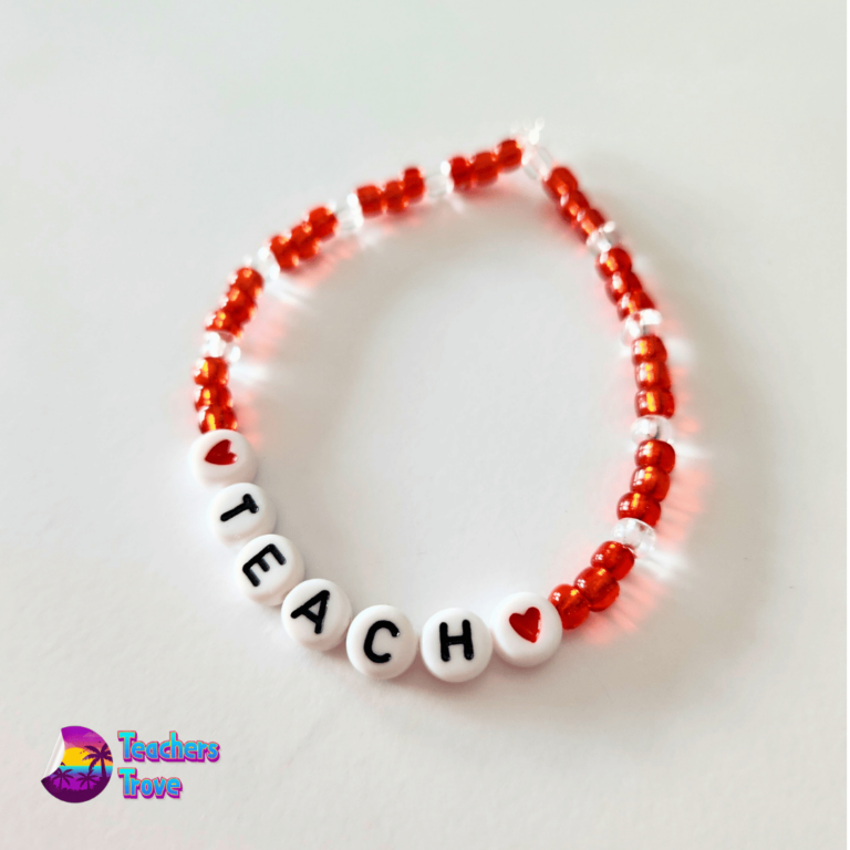 Second image of Teach, Love, Inspire Red and White Bracelet Set