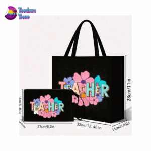 Flower Teacher Bag & Pencil Case Set - 4