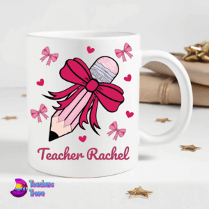 Bow pencil pink mug