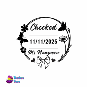 Large Floral & Bow Round Dater Stamp 1