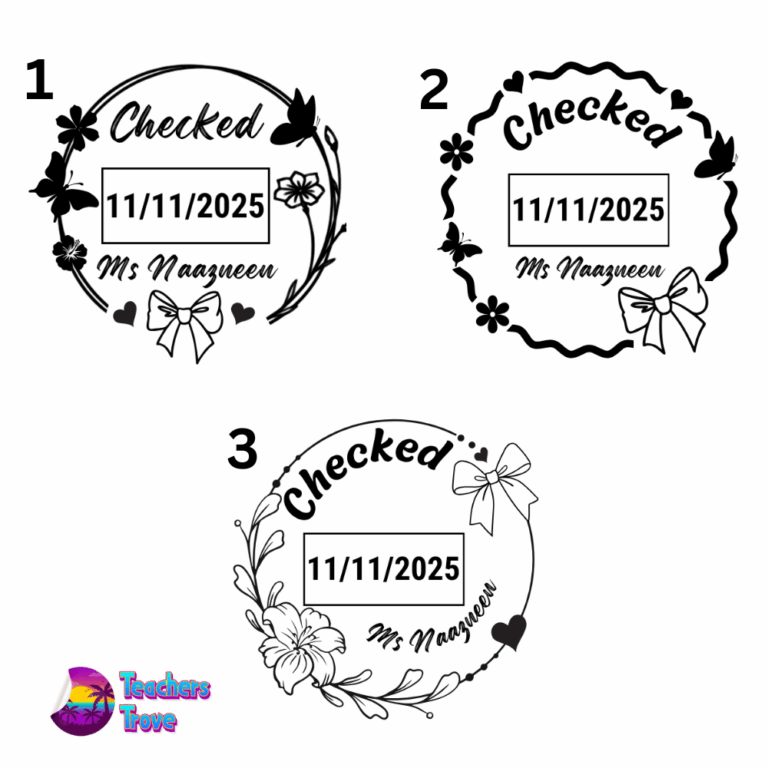 Large Floral & Bow Round Dater Stamp