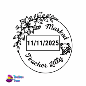 Large Floral Design 1 - Round Dater Stamp