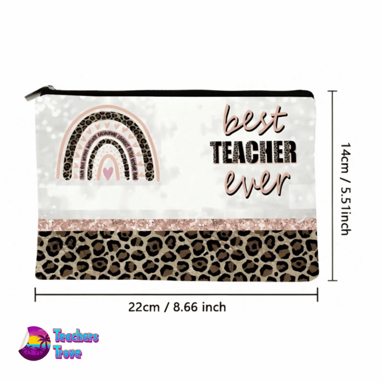 Second image of Leopard Print Rainbow Pencil Case - Best Teacher Ever
