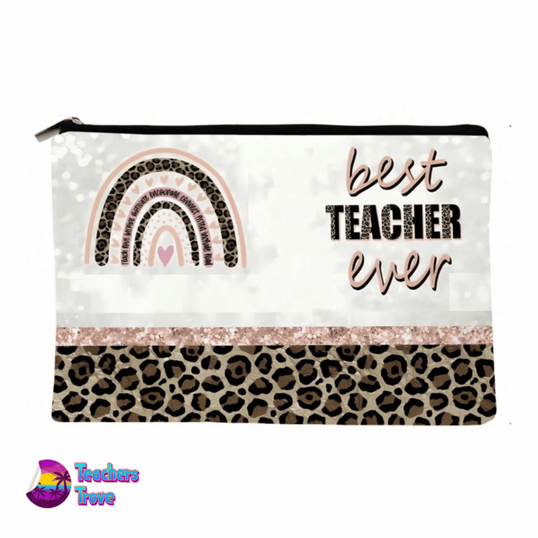 Leopard Print Rainbow Pencil Case - Best Teacher Ever