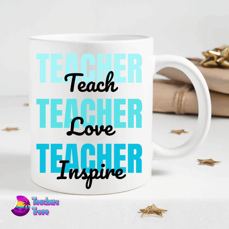 Second image of Teach, Love, Inspire Blue Personalised Mug