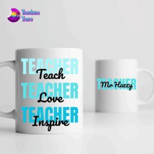 Teach, Love, Inspire Blue Mug - Back & Front