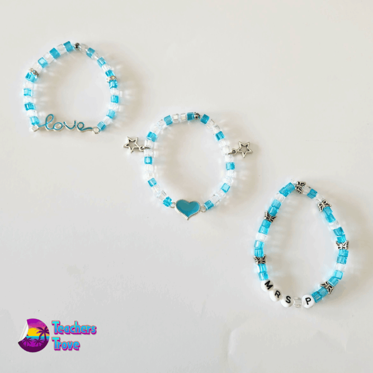 Blue and White Crystal Bead Custom Bracelet Set