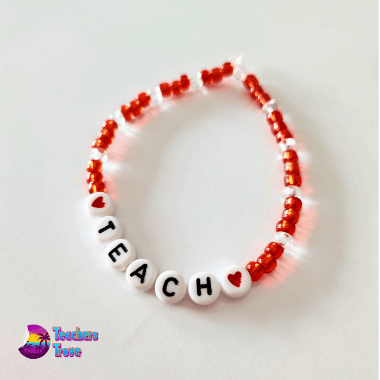 Second image of Teach, Love, Inspire Red and White Bracelet Set