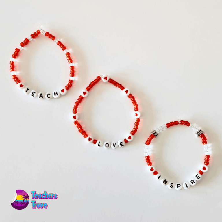 Teach, Love, Inspire Red and White Bracelet Set